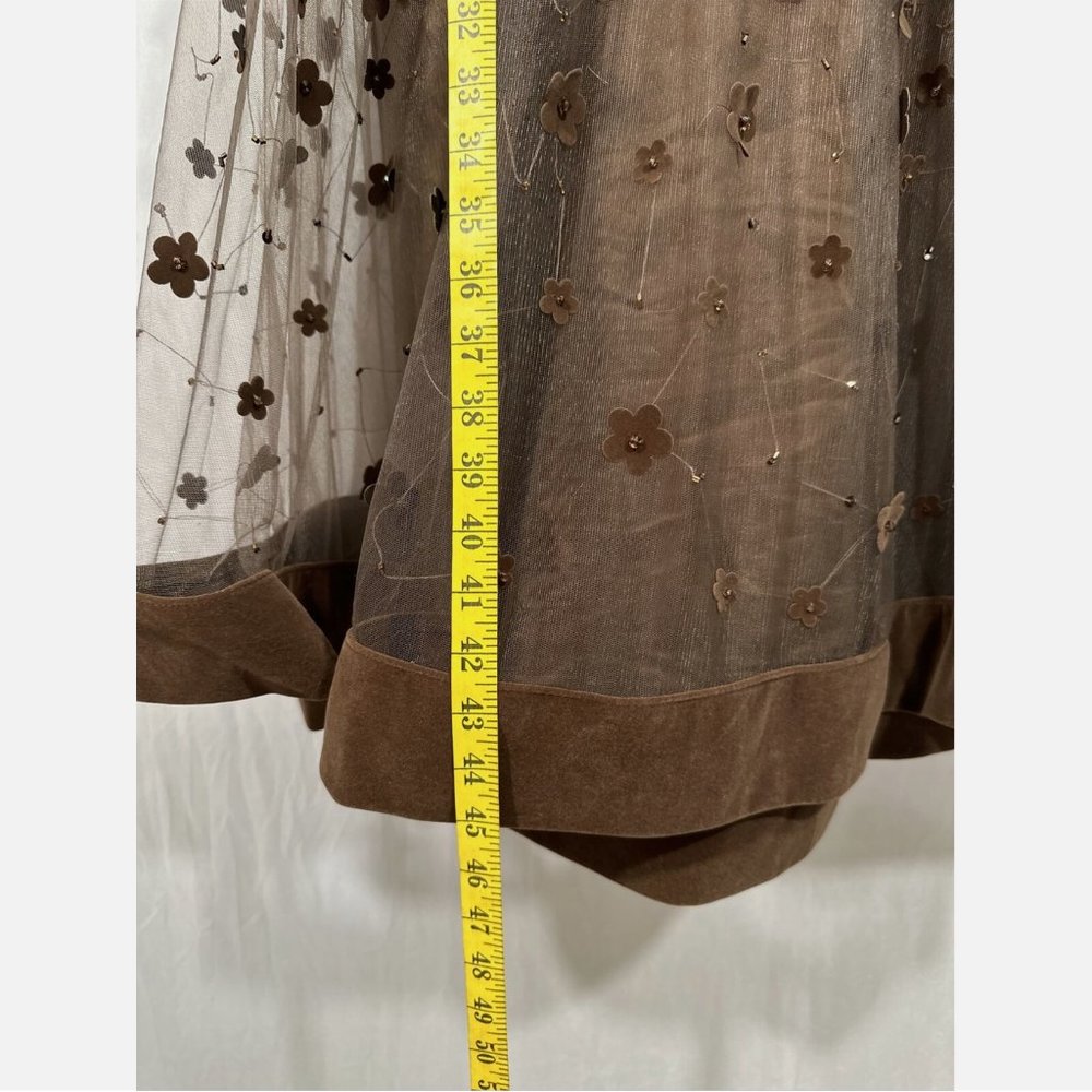 NWT Mac Duggal [ 10 ] Floral High Neck Long Sleeve Fit Flare Dress‎ Coffee Brown - Picture 13 of 15